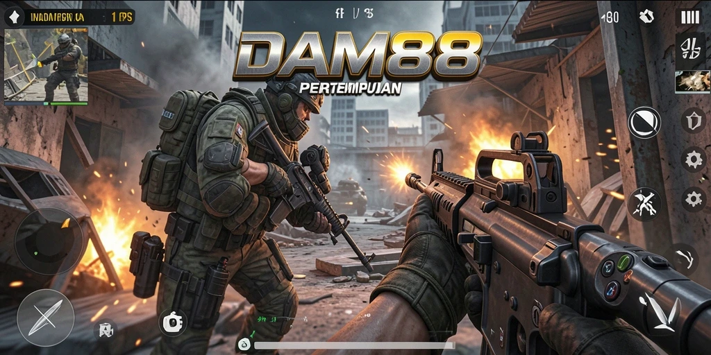 Screenshot menampilkan mode pertempuran intens di DAM88