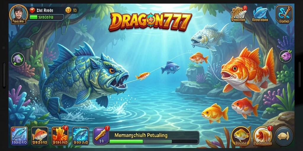 Gameplay mendebarkan DRAGON777 dengan aksi memancing seru.