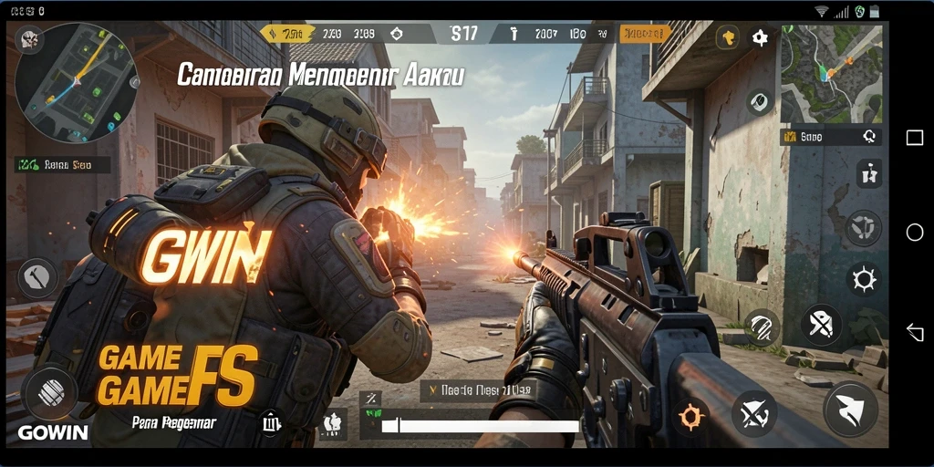 Screenshot menunjukkan aksi intens dalam gameplay FPS GOWIN.