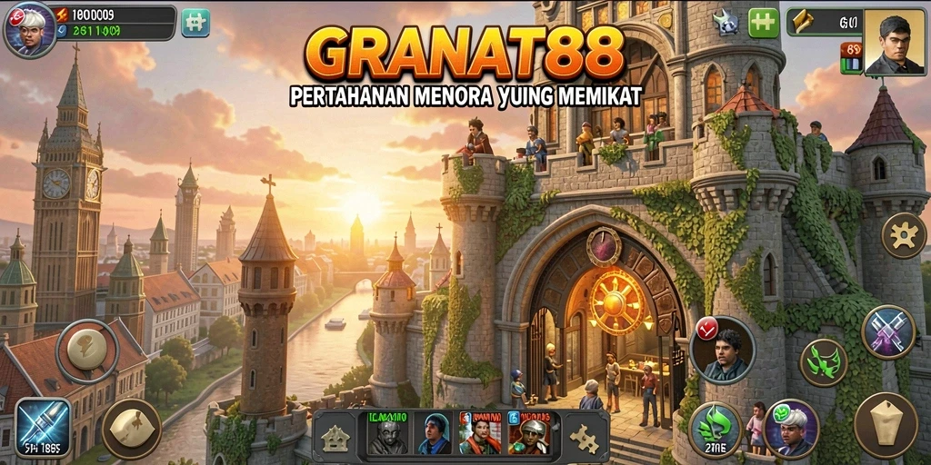 Screenshot gameplay Tower Defense yang menunjukkan menara dalam aksi.