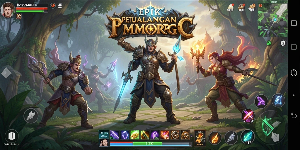 Tangkapan layar gameplay IN1234 menunjukkan aksi epik dalam pertempuran MMORPG.