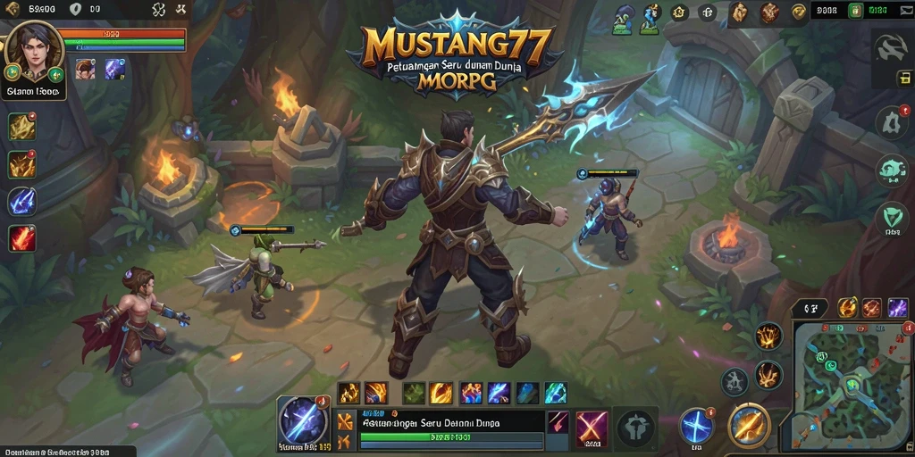 Screenshot dari gameplay seru MUSTANG77 yang menampilkan pertarungan di dunia MMORPG.