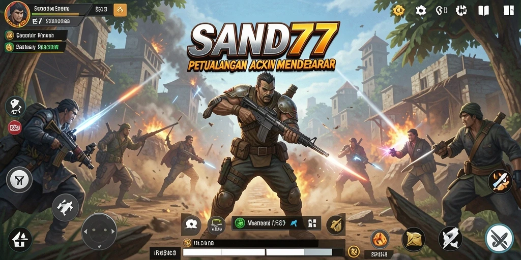 Tampilan gameplay mendebarkan SAND77 dengan aksi cepat.