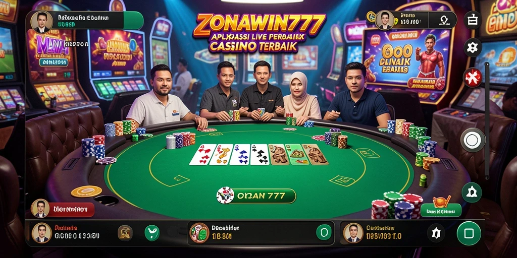 Screenshot gameplay ZONAWIN777 yang menampilkan dealer profesional.